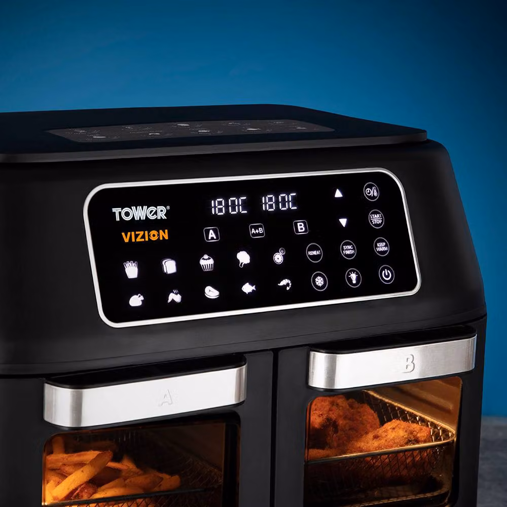 Tower Vortx Vizion Dual Compartment Air Fryer Oven, 11L, Black, T17102 – 3