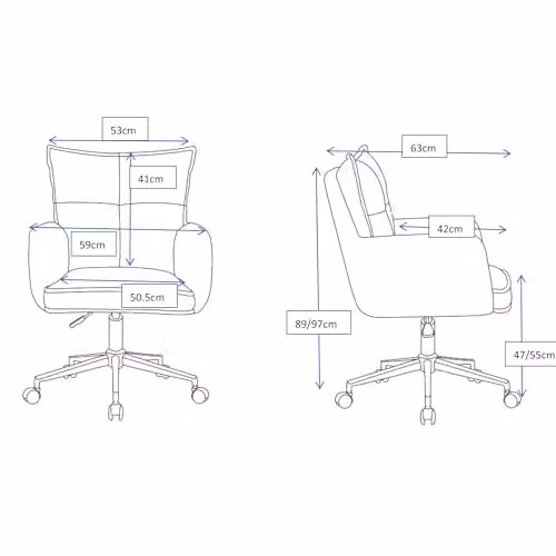 Harbour Grey Corduroy Task Office Chair with Armrests, W: 59 cm, D: 63 cm, H: 89/97 cm – 3