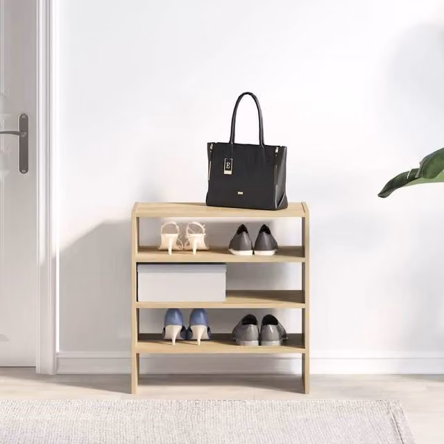 Berkfield Home Stackable Shoe Racks, 2 Piece Set, Sonoma Oak, Light Brown, W: 60 cm, D: 30 cm, H: 30.5 cm – 1