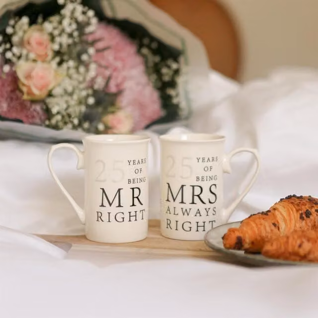Nicola Spring 2pc New Bone China Mug Set, 300ml, White and Black