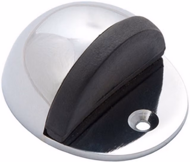 Betley Butterfly Floor-Mounted Oval Door Stop in Polished Chrome and Black Metal, Pack of 10