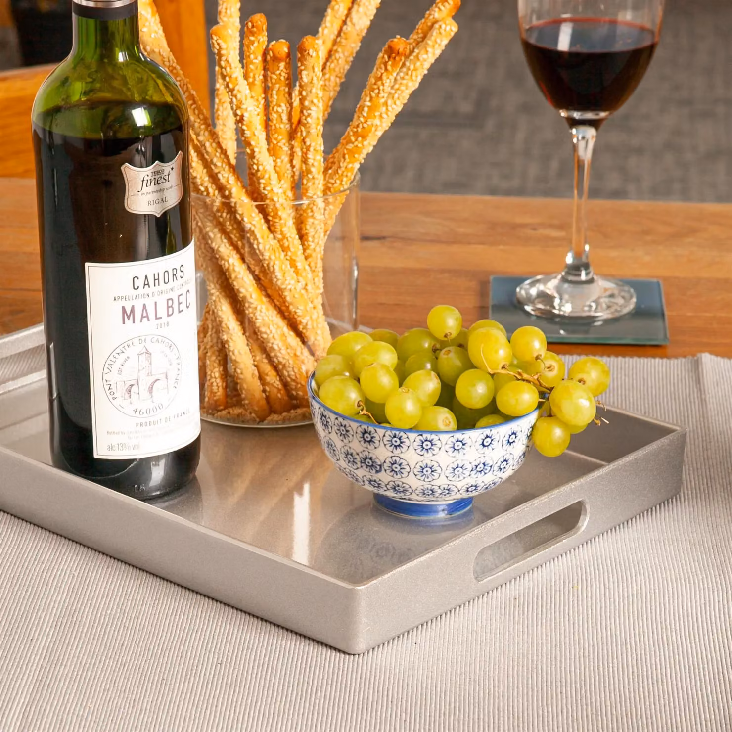 Argon Tableware Set of 6 Silver Rectangular Melamine Serving Trays, W: 34.5 cm, D: 25 cm – 2