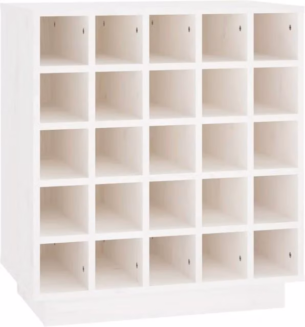 Berkfield Home White Rustic Solid Wood Pine Wine Cabinet with Glass Doors W/D/H: 55.5 x 34 x 61 cm – 1