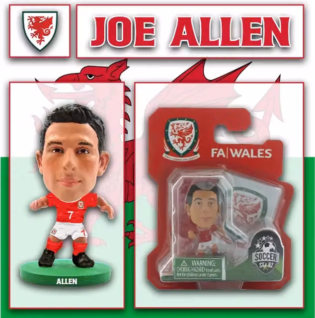SoccerStarz Joe Allen Wales Mini Figure, Red, Height: 5 cm