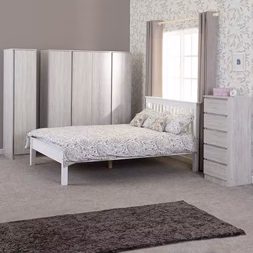 Seconique Monaco Small Double Wooden Bed Frame in White, W/D/H: 120 x 200 x 132 cm – 2