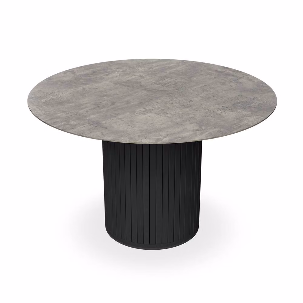 More4Homes Arlo Round Dining Table in Grey with Black Legs, Diameter: 120 cm, Height: 75 cm – 2