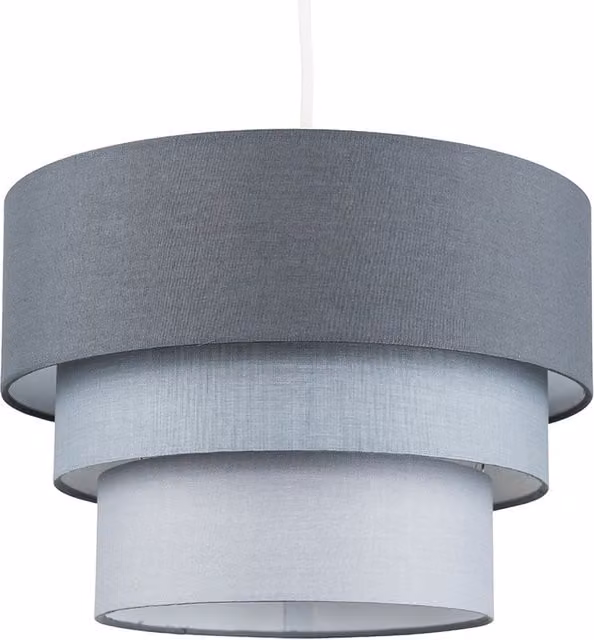 ValueLights Aztec 3 Tier Modern Fabric Ceiling Light Shade in Grey and White