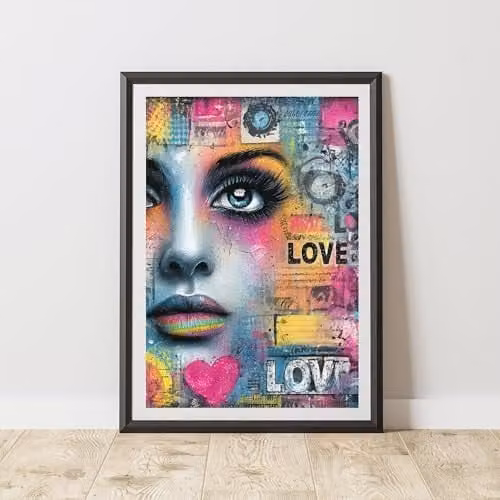 60 Second Makeover Love Graffiti Print Urban Street Art Poster, Multicolour, A3