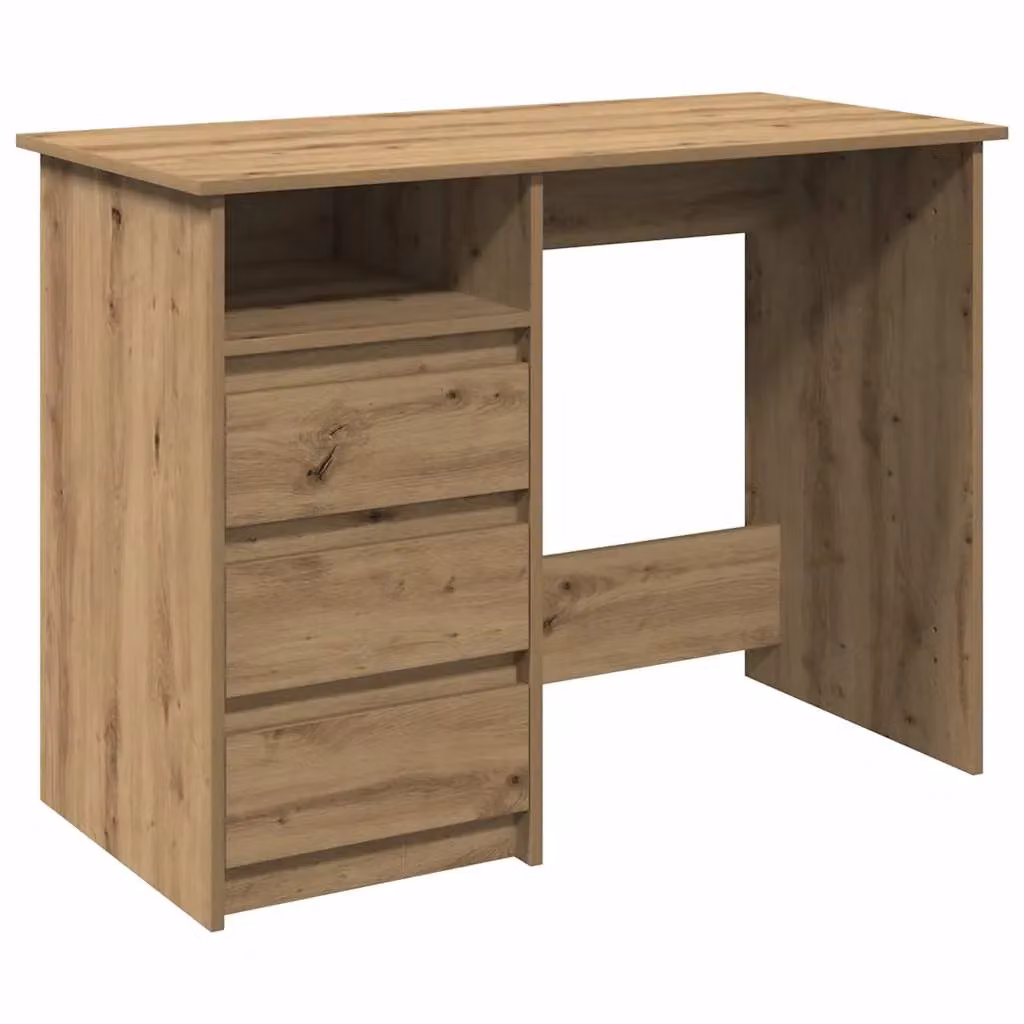 Berkfield Artisan Oak Writing Desk in Brown, W/D/H: 102 x 50 x 75 cm – 2