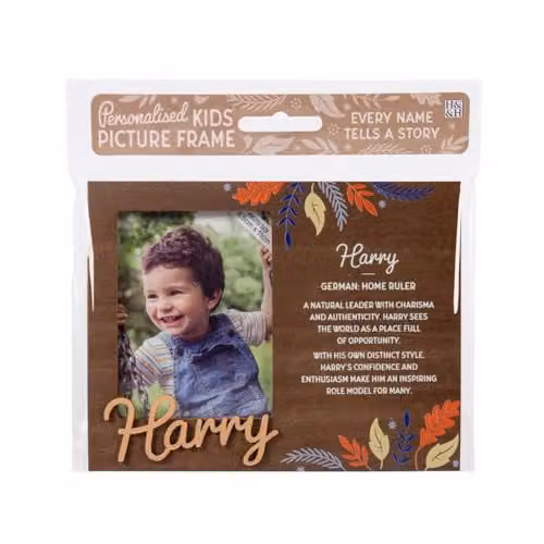 History & Heraldry Pre-personalised Harry Child's Picture Frame, Brown, W/H: 11 x 8.5 cm