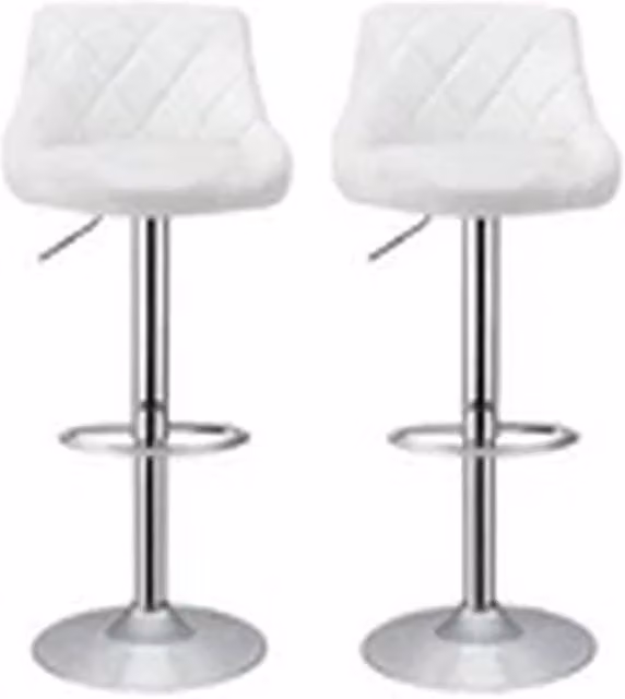 Kelvenix Set of 2 White Synthetic Leather and Metal Bar Stools for Kitchen and Dining Rooms