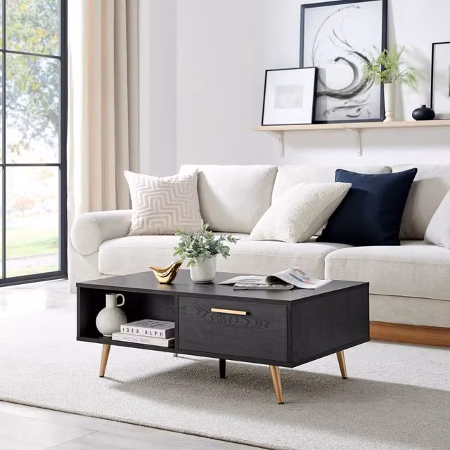 FurnitureboxUK Ivala Black Copper Effect Storage Coffee Table