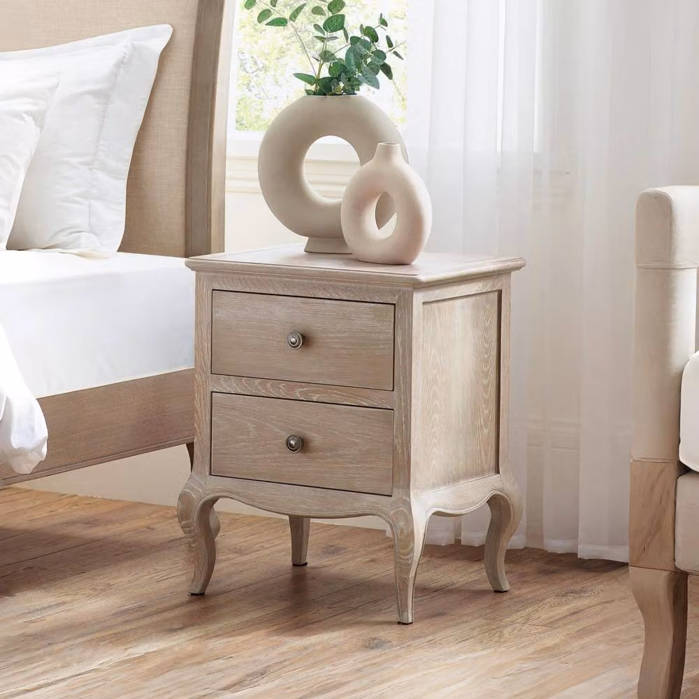 Cheshire Amara 2 Drawer Limed Oak Bedside Unit in Brown – 2