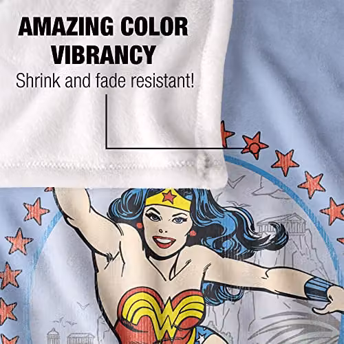 Warner Brothers DC Wonder Woman Officially Licensed Silky Touch Super Soft Fleece Throw Blanket in White and Multicolour, W/D/H: 152 x 127 cm – 2