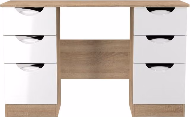 2 U Holborn Ready Assembled 6 Drawer Kneehole Desk in White – 1