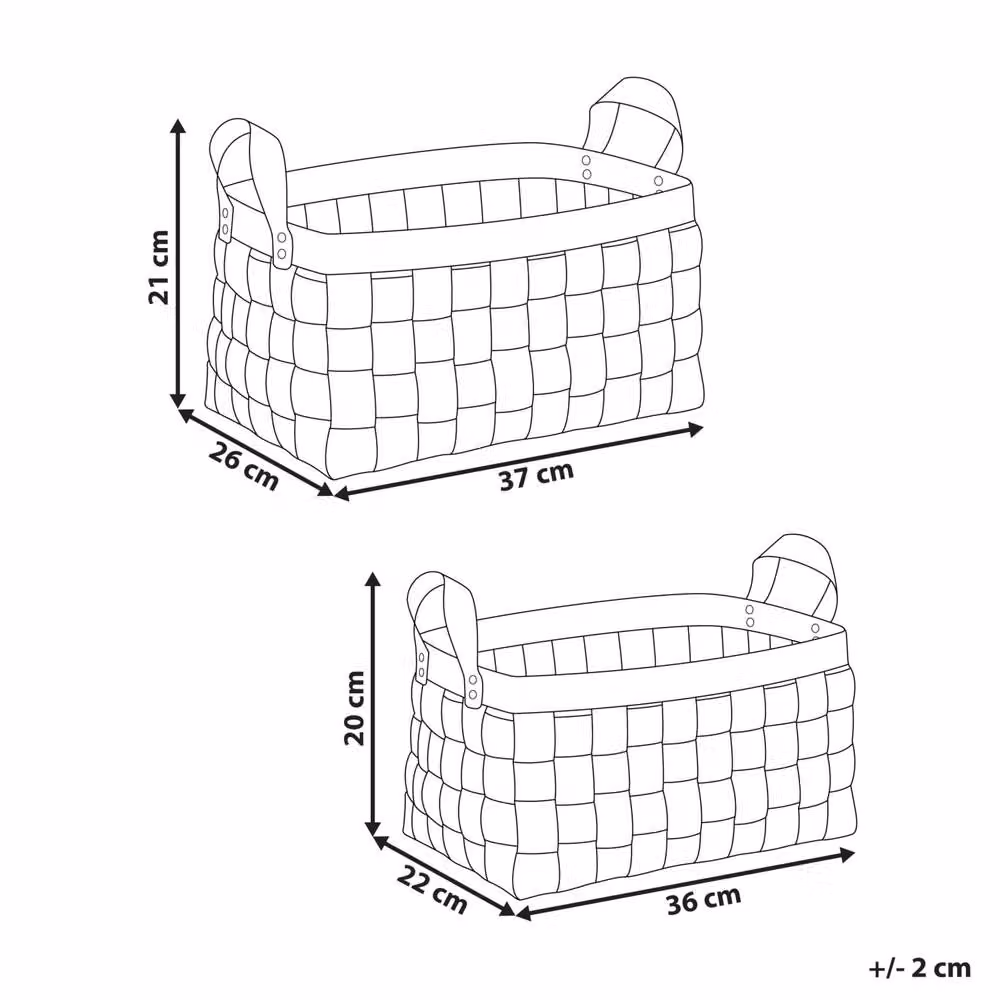 Wyld and Coco Brown Faux Leather Storage Baskets with Handles, Set of 2 – 3