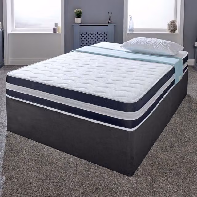 eXtreme Comfort Ltd Cooltouch Core Bonell Spring Mattress in Black and White, W/D/H: 90 x 190 x 22 cm