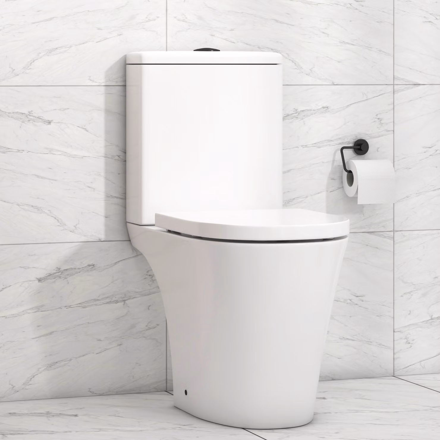 Royal Bathrooms Nova Close Coupled Rimless Ceramic Toilet with Soft Close Seat and Cistern, White