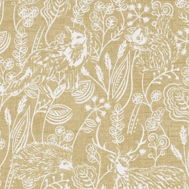 Clarke & Clarke Westleton Floral Animal Print Cotton Fabric Panel in Yellow