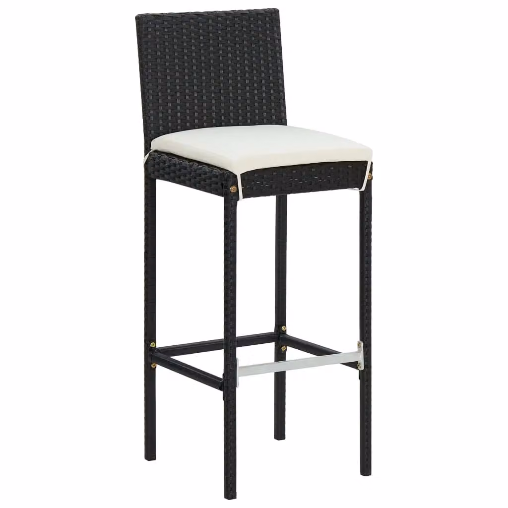 Berkfield Home 5 Piece Modern Garden Bar Set with Cushions in Black Poly Rattan and Steel
