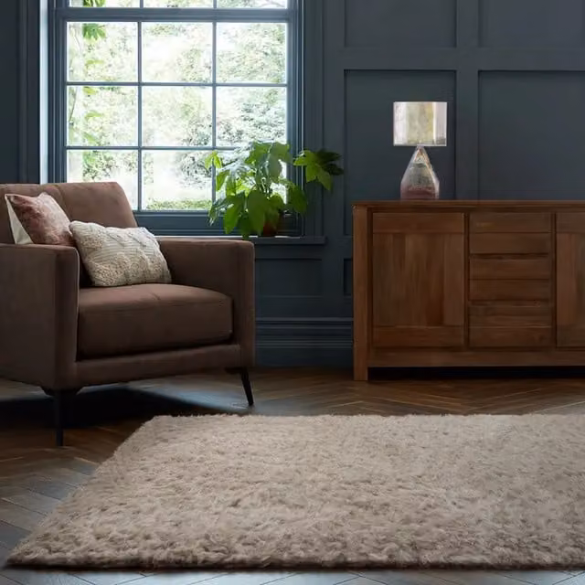 Home Republic Faux Fur Rectangular Rug in Beige and Brown, W: 60 cm, L: 110 cm