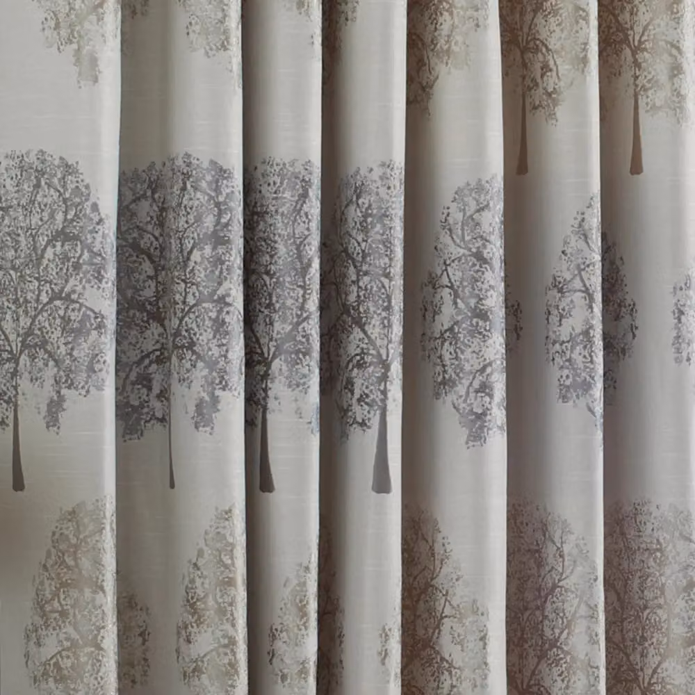 Paoletti Oakdale Silver Eyelet Curtains with Tree and Floral Motif, Width: 229 cm, Drop: 137 cm – 3