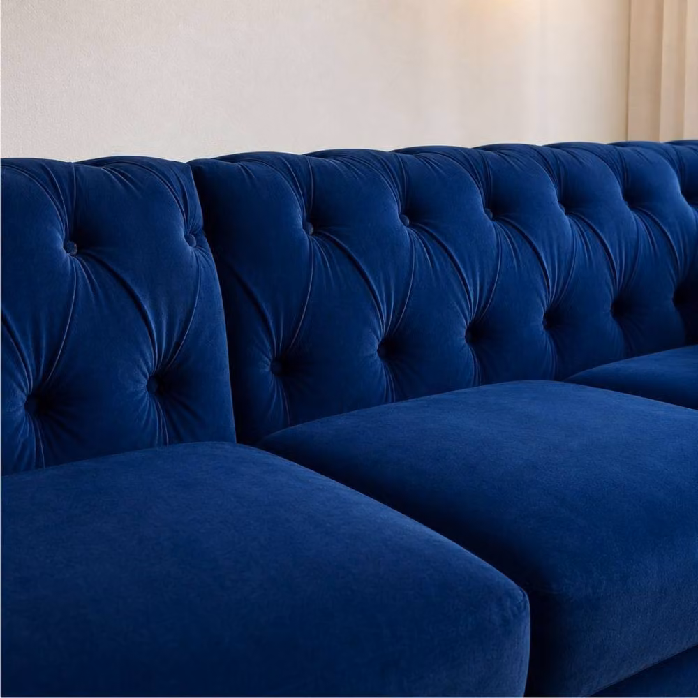 Sofaya Hampton 4 Seater Chesterfield Sofa in Blue Velvet – 3