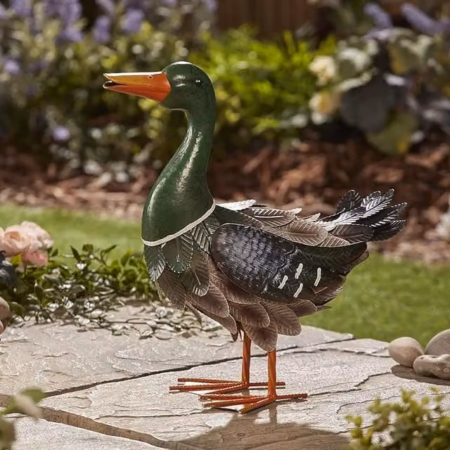 Garden Gear Mallard Metal Garden Ornament in Grey and Multicolour