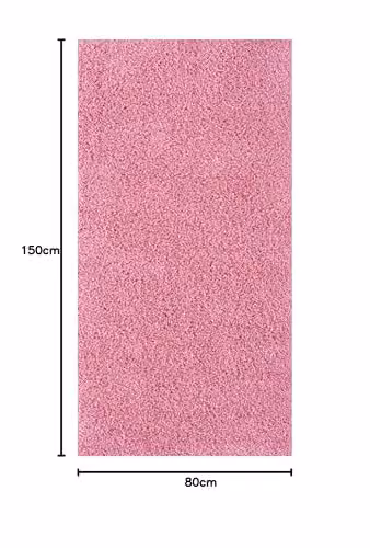 THE RUGS Pink Plain Soft High Pile Shaggy Rug, W/D: 80 x 150 cm – 2