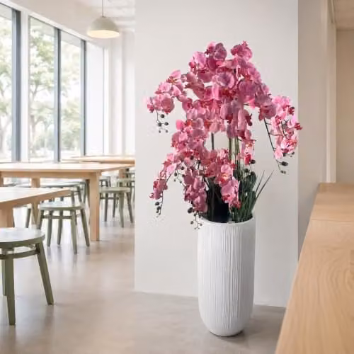 Leaf UK Pink Orchid Potted Artificial Plant Display, Height: 150 cm