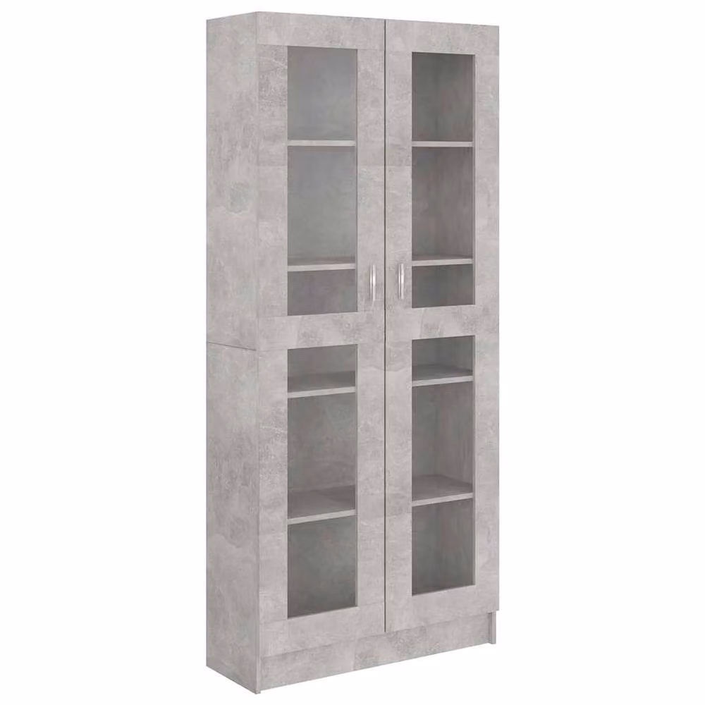 Berkfield Home Modern Vitrine Cabinet in Concrete Grey with Glass Doors, W/D/H: 82.5 x 30.5 x 185.5 cm – 2