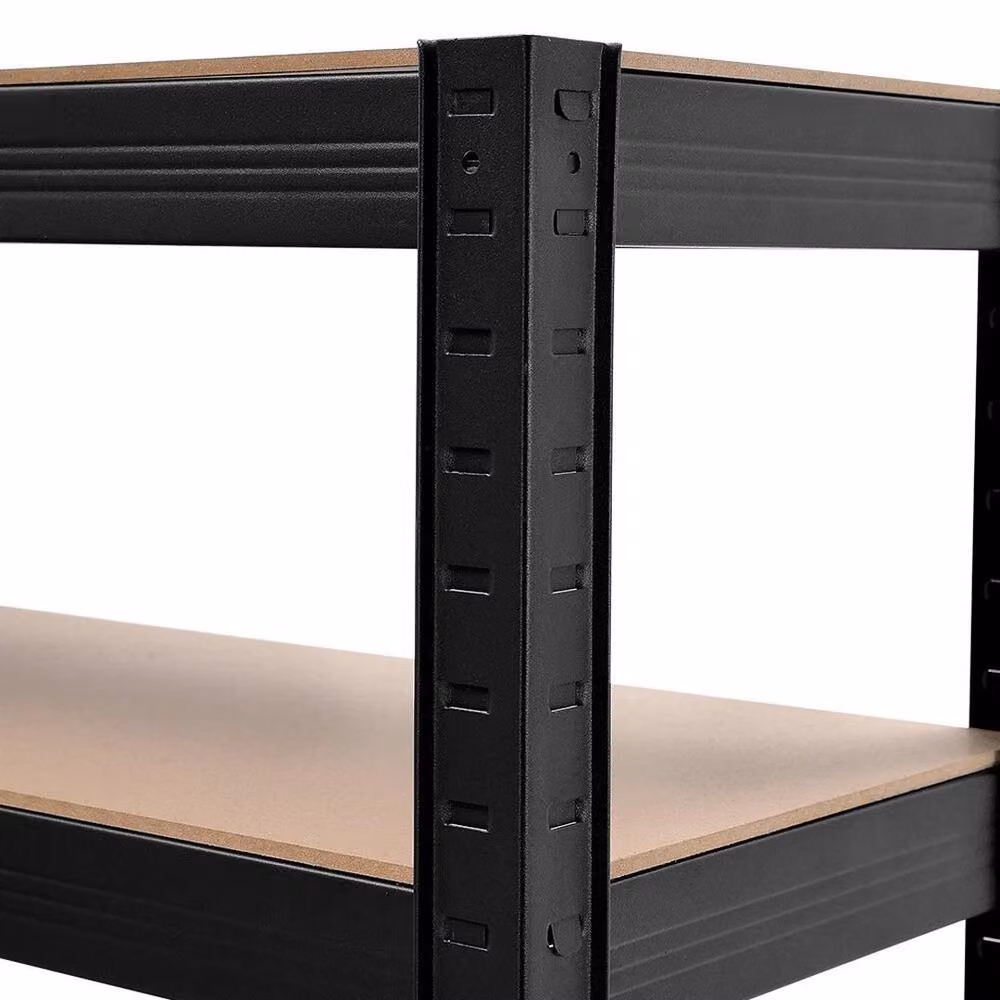 KORVIXA Brown Corner Garage Racking with Adjustable MDF Shelves, H 150 cm x W 100 cm x D 100 cm – 5