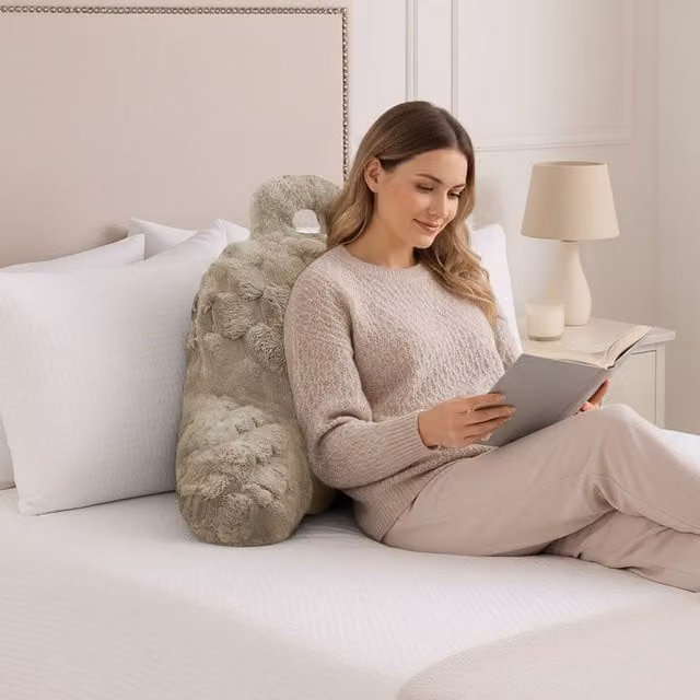 Velosso Chunky Popcorn Faux Fur Cuddle Pillow in Beige