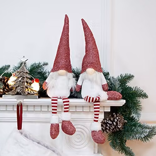 The Christmas Workshop 2-Pack Felt Gnome Ornaments in White and Red – 1