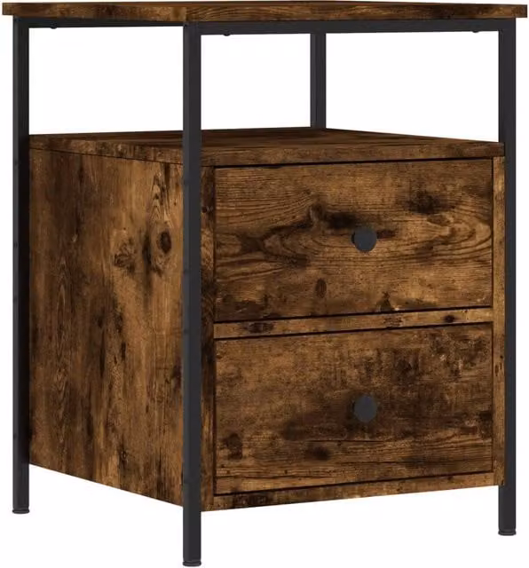 Berkfield Home Bedside Cabinet in Smoked Oak Brown, W/D/H: 44 x 45 x 60 cm