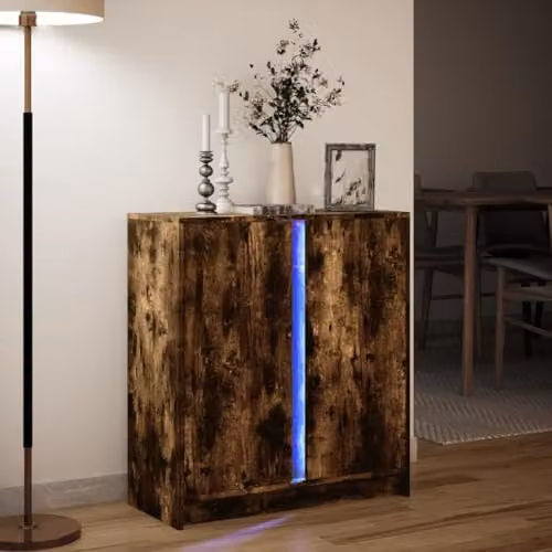 vidaXL Modern Sideboard with Integrated LED Lighting in Brown, W/D/H: 77 x 34 x 85 cm – 2