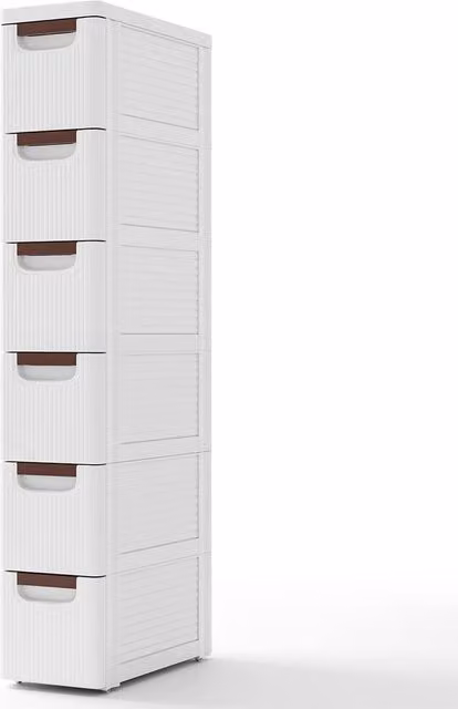 Costway 6 Drawer Tall Storage Cabinet with Castors in White