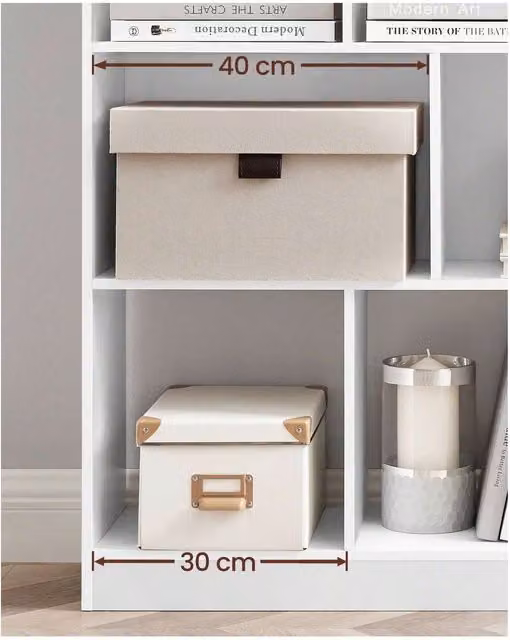 VASAGLE Modern White Elegant Bookcase with 11 Media Compartments