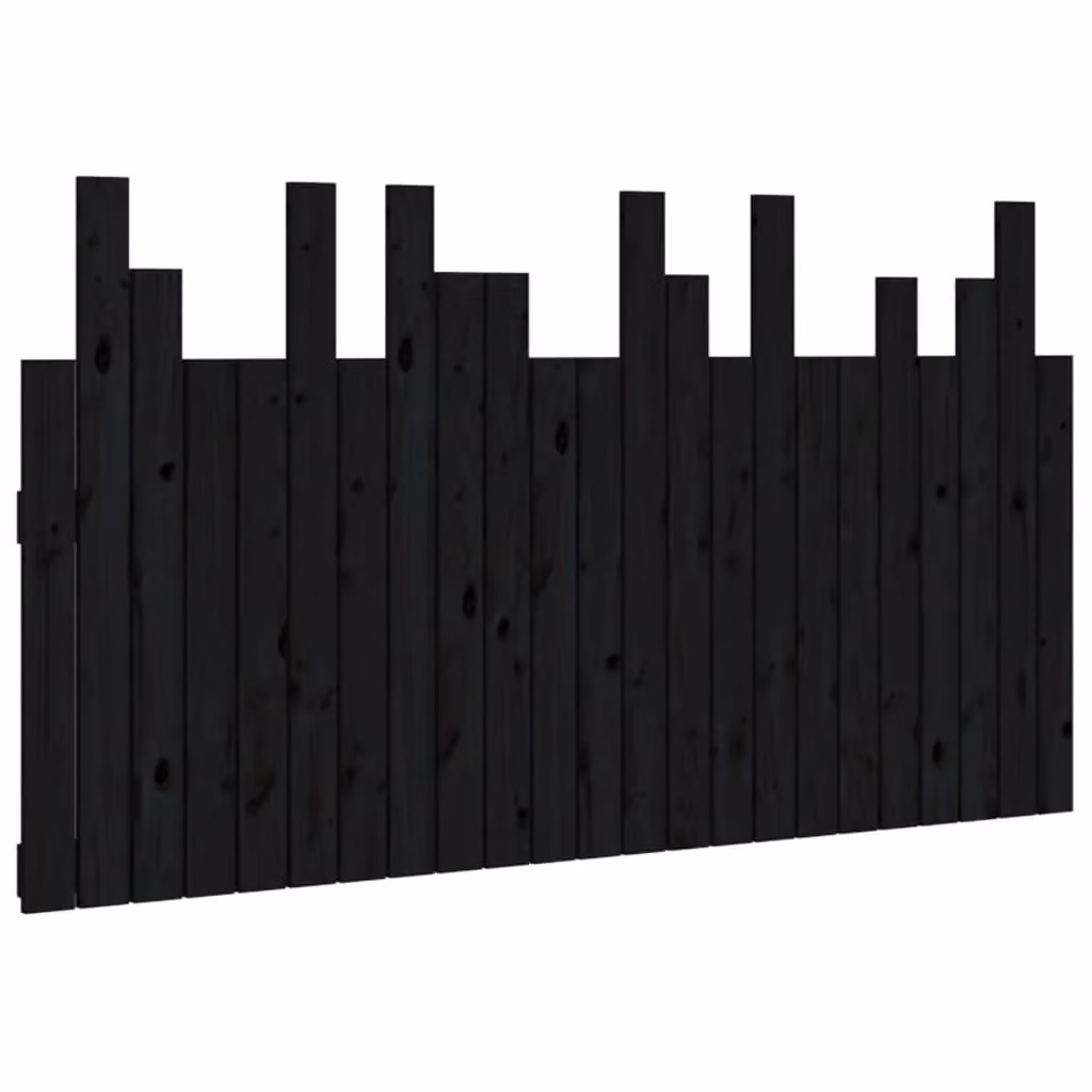 Berkfield Home Wall Mount Headboard in Black Solid Pine Wood, W: 146.5 cm, D: 3 cm, H: 80 cm – 2