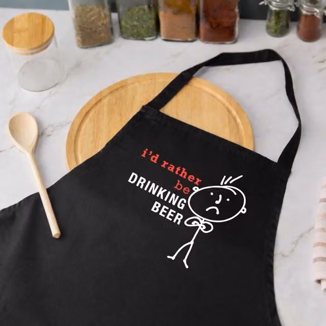 60 Second Makeover Men's I'd Rather Be Drinking Beer Black Apron