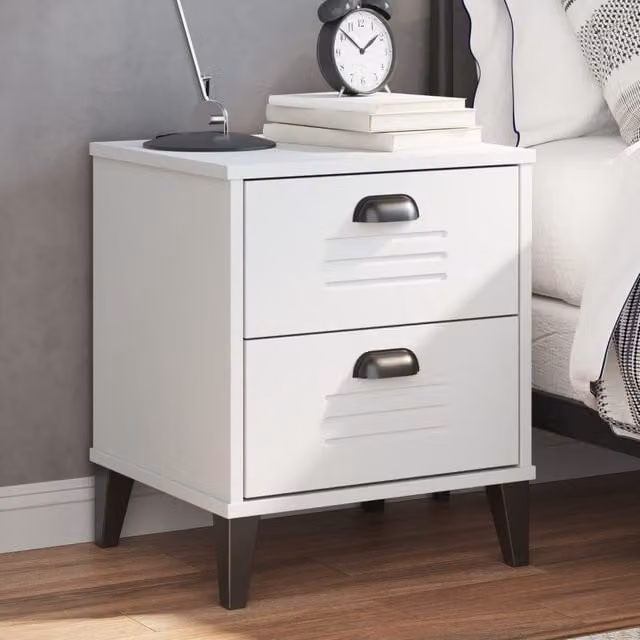 Berkfield Home VIKEN Bedside Cabinet in White Engineered Wood – 1