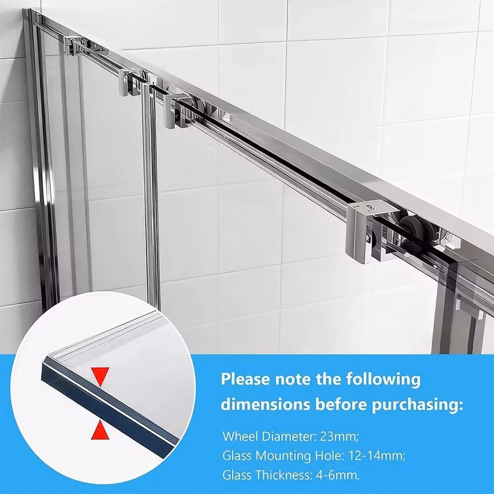 FLAVORA 4-Piece Shower Door Roller Set in Silver Stainless Steel, Width: 52 cm – 2