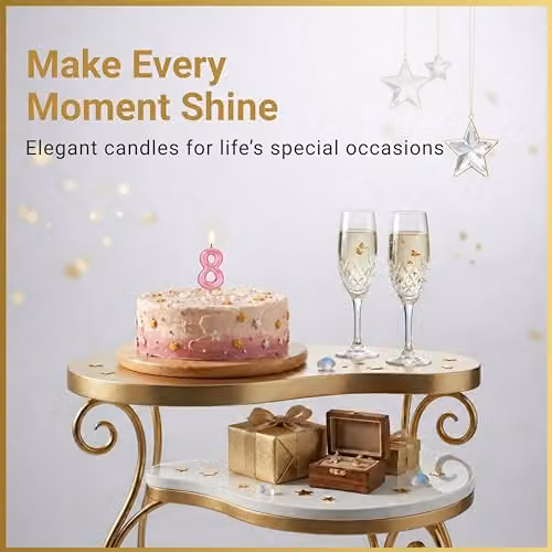 Shatchi Pink Number 8 Birthday Cake Topper Candle – 4