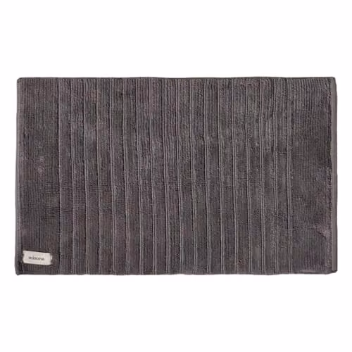 Misona Organic Cotton Non-Slip Ribbed Bath Mat, Dark Grey, W: 80 cm, D: 50 cm – 1