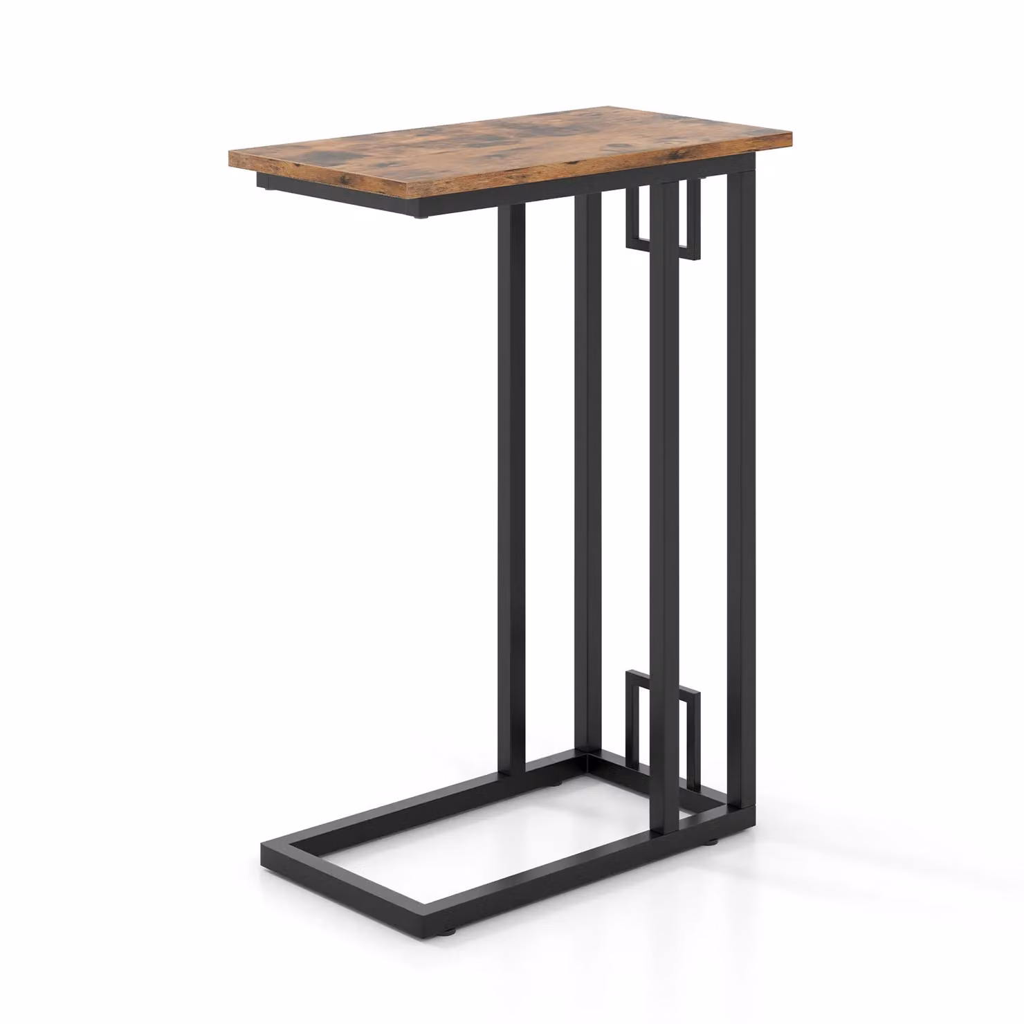Costway C-Shaped Sofa Side Table in Brown – 2