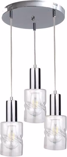 Netlighting Cross Cluster Pendant Ceiling Light in Silver with 3x E27 Glass Bulbs, Diameter: 30 cm