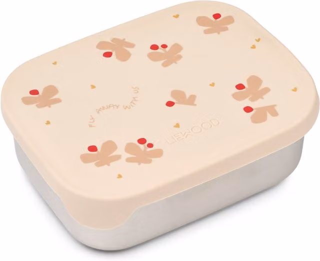 Liewood Arthur Printed Stainless Steel Lunchbox with Dividers in Beige