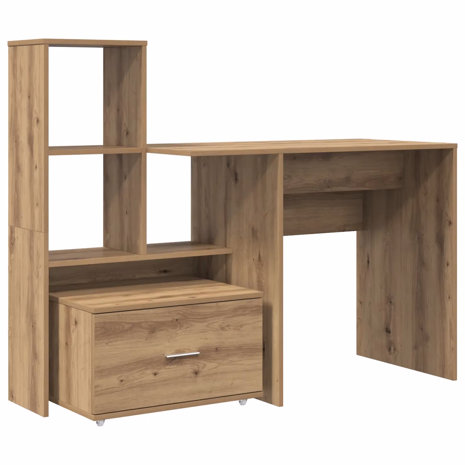Berkfield Home Artisan Oak Writing Desk with Drawer and Shelf in Brown, W/D/H: 131.5 x 50 x 106.5 cm – 2