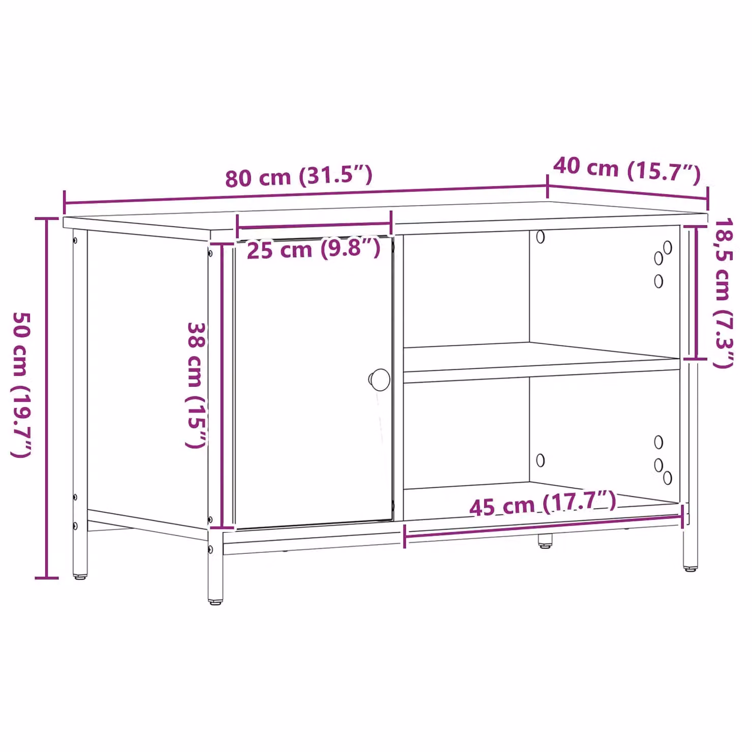 Berkfield Home Artisan Oak TV Cabinet in Beige, W/D/H: 80 x 40 x 50 cm – 5