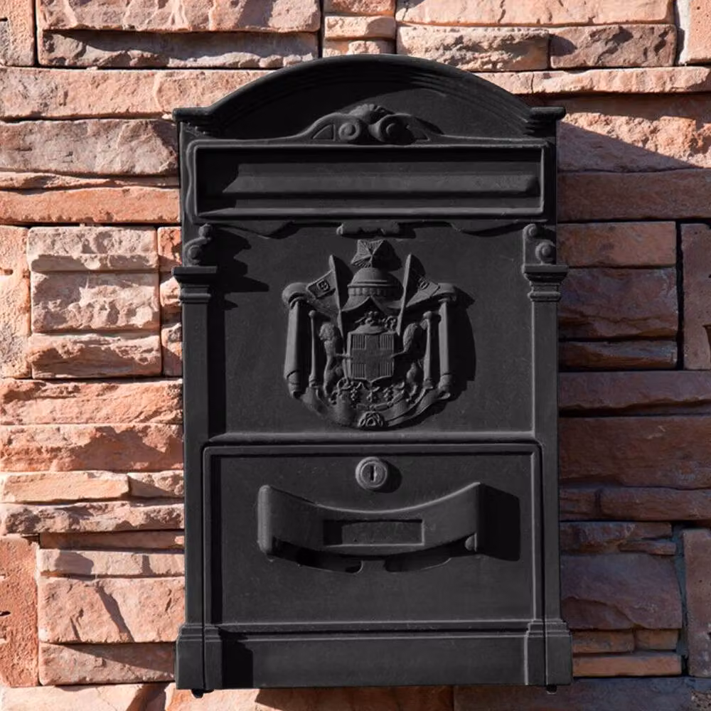 KORVIXA Wall Mounted Combination Post Box in Black, W/D/H: 42.0 x 26.0 x 8.5 cm – 3